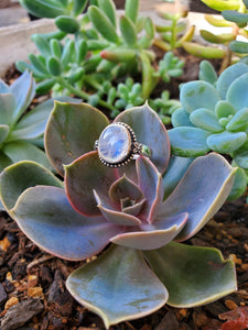 Antiqued Oval Moonstone Ring