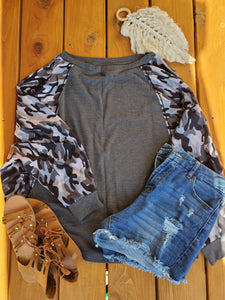 Camo Bat Wing Top