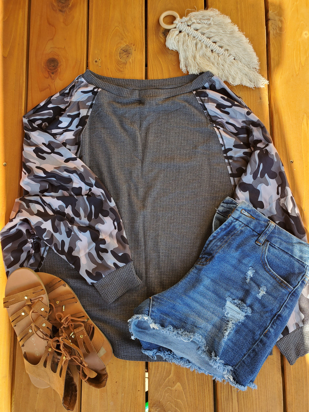 Camo Bat Wing Top