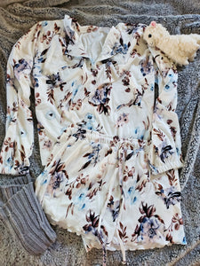 Blue Floral Sleeper Set