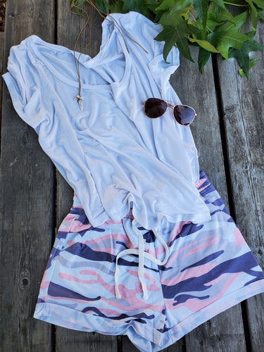 Grey N Pink Camo Shorts
