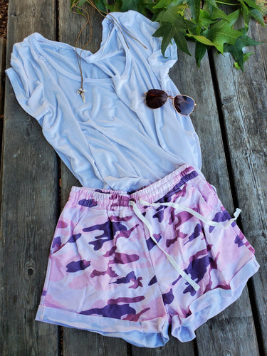 Pink N Purple Camo Shorts