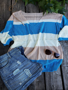 Loose Knit Colorblock Top