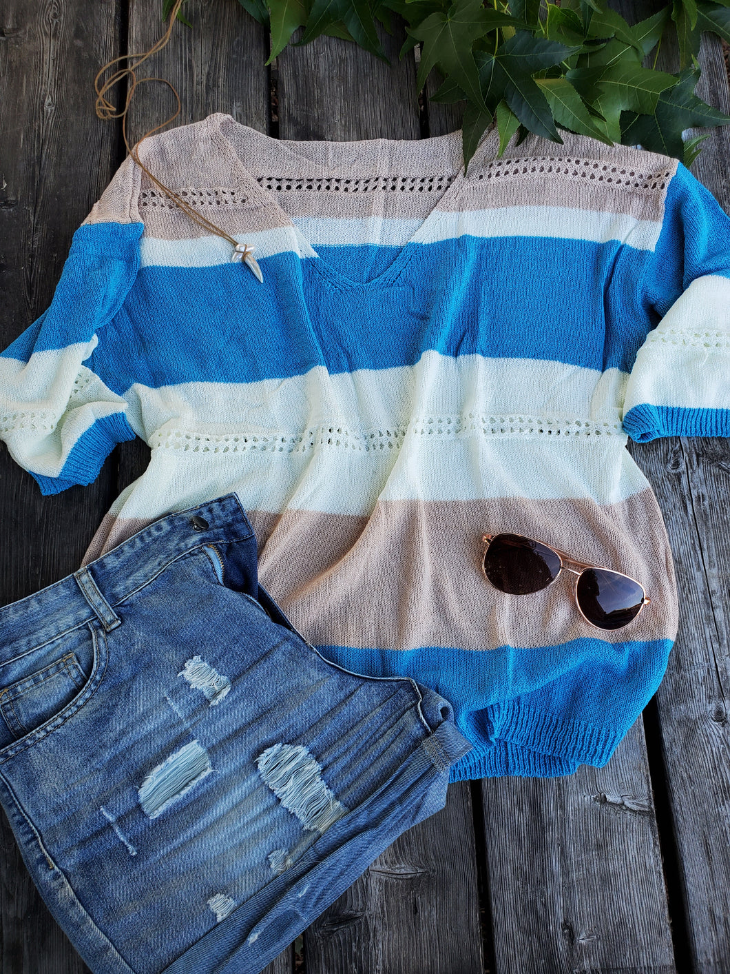 Loose Knit Colorblock Top