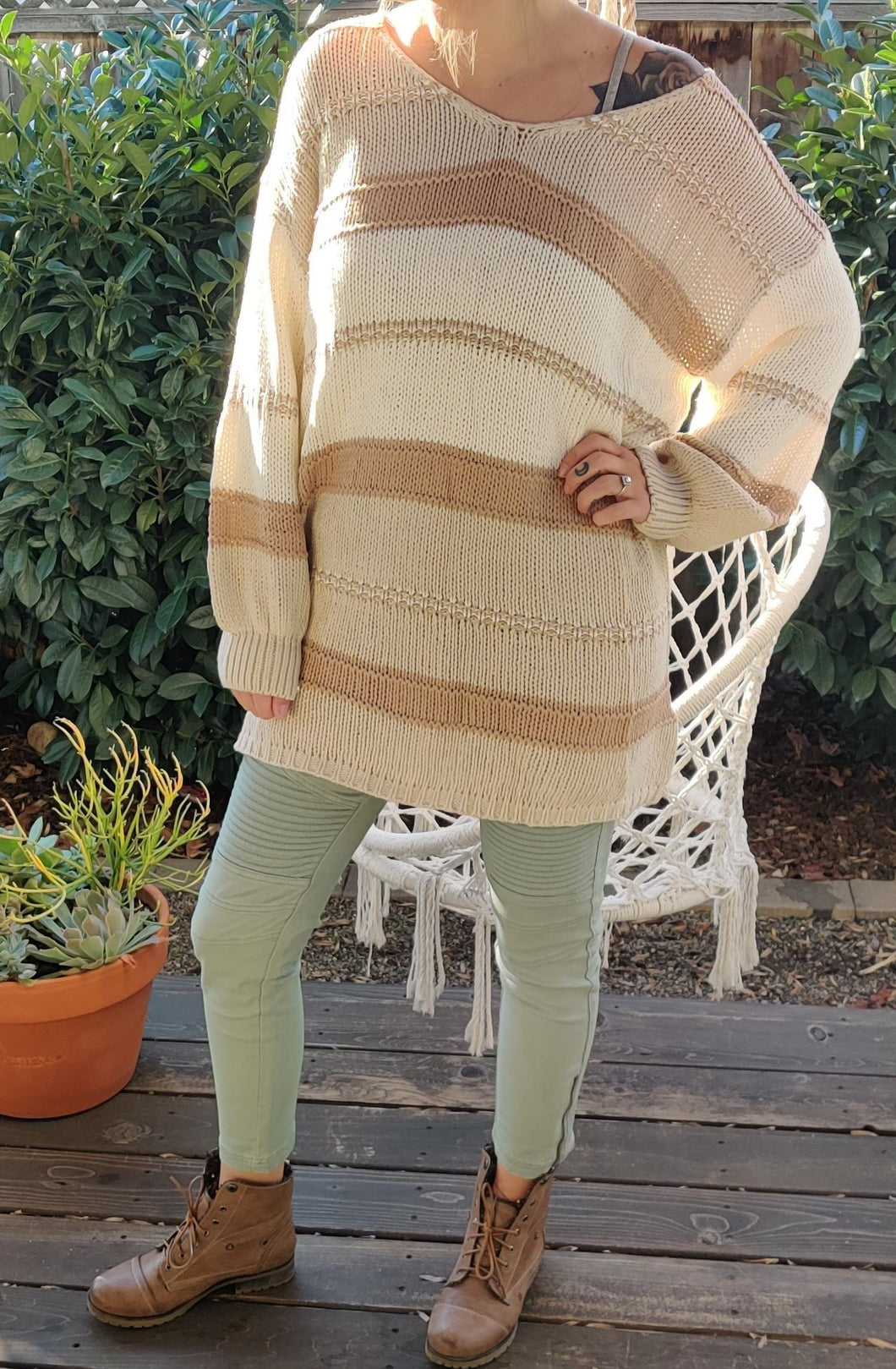 Khaki Loose Knit Pullover